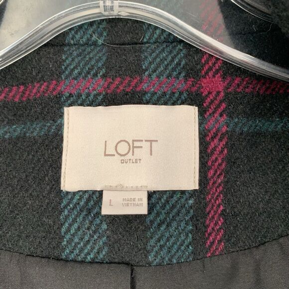 LOFT One Button Plaid Coat NEW Charcoal Lined - Picture 9 of 11